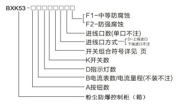 BXK52系列防塵防爆電氣控制柜型號規格含義